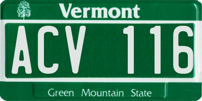 VT license plate ACV116