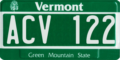 VT license plate ACV122