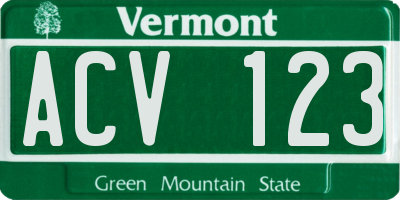 VT license plate ACV123
