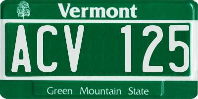 VT license plate ACV125