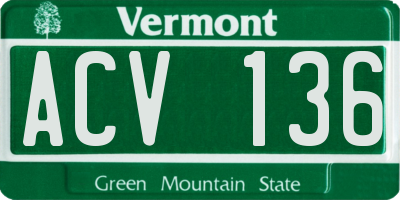 VT license plate ACV136