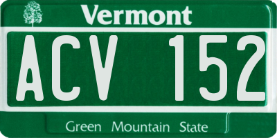 VT license plate ACV152