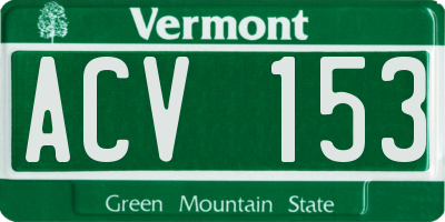 VT license plate ACV153