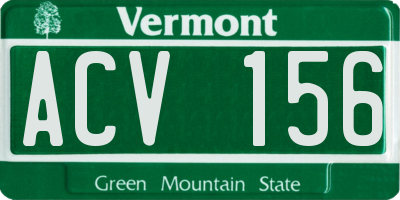 VT license plate ACV156
