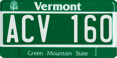 VT license plate ACV160