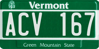 VT license plate ACV167