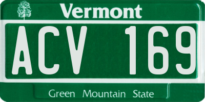 VT license plate ACV169