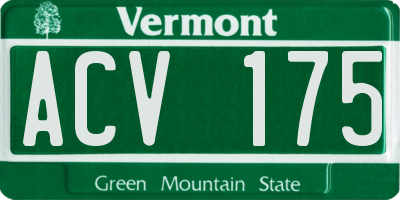 VT license plate ACV175