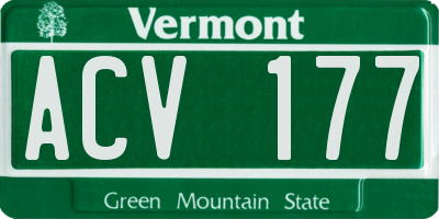 VT license plate ACV177