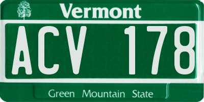 VT license plate ACV178