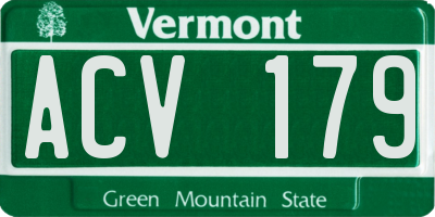 VT license plate ACV179