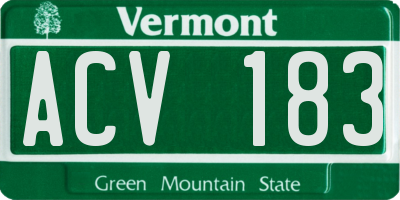 VT license plate ACV183