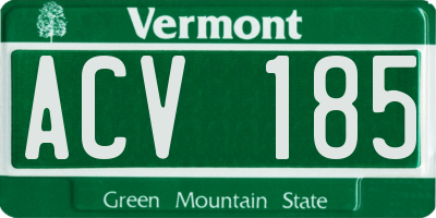 VT license plate ACV185