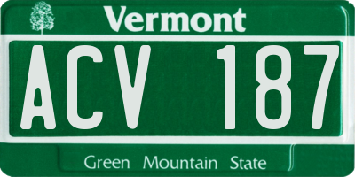 VT license plate ACV187