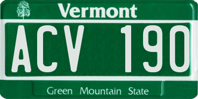 VT license plate ACV190
