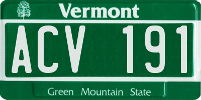 VT license plate ACV191