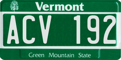 VT license plate ACV192