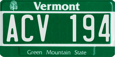 VT license plate ACV194