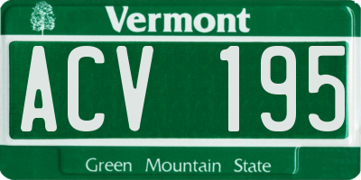 VT license plate ACV195