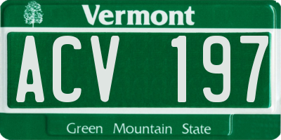 VT license plate ACV197