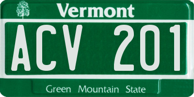 VT license plate ACV201
