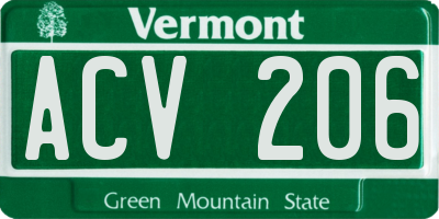 VT license plate ACV206