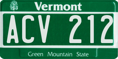 VT license plate ACV212