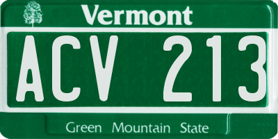 VT license plate ACV213
