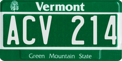 VT license plate ACV214