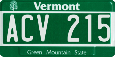 VT license plate ACV215