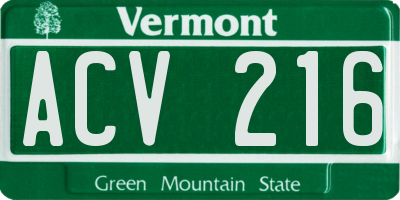 VT license plate ACV216