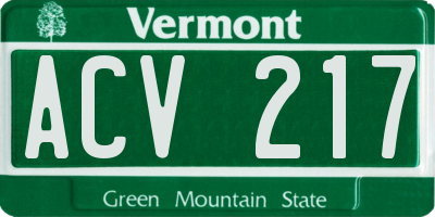 VT license plate ACV217