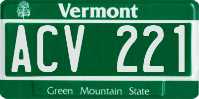 VT license plate ACV221