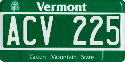 VT license plate ACV225