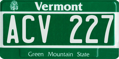 VT license plate ACV227