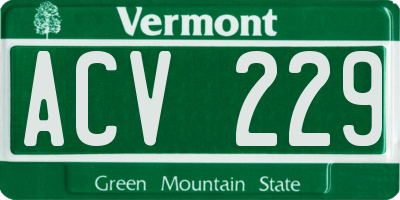 VT license plate ACV229
