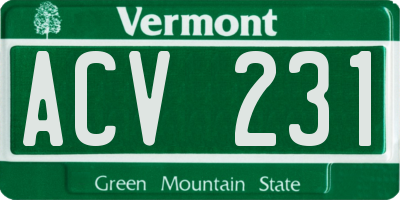 VT license plate ACV231