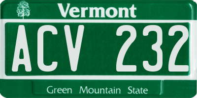VT license plate ACV232