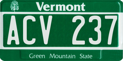 VT license plate ACV237