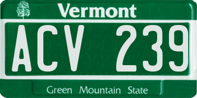 VT license plate ACV239