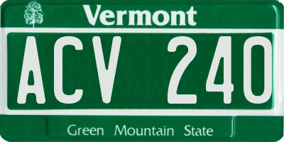 VT license plate ACV240