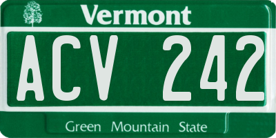 VT license plate ACV242