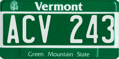 VT license plate ACV243
