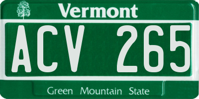 VT license plate ACV265