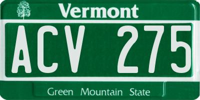 VT license plate ACV275