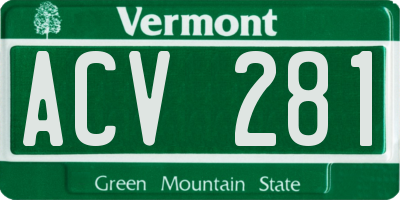 VT license plate ACV281