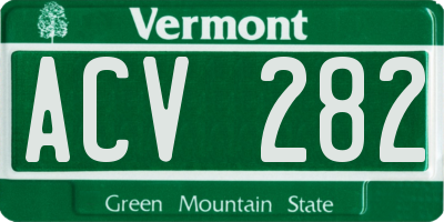 VT license plate ACV282