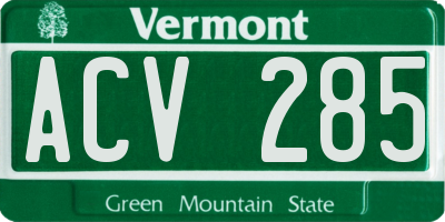 VT license plate ACV285