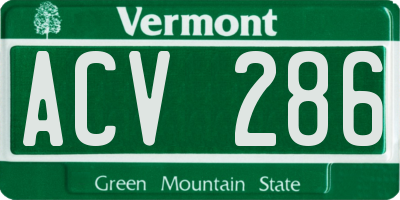 VT license plate ACV286