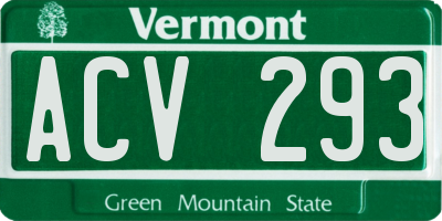 VT license plate ACV293